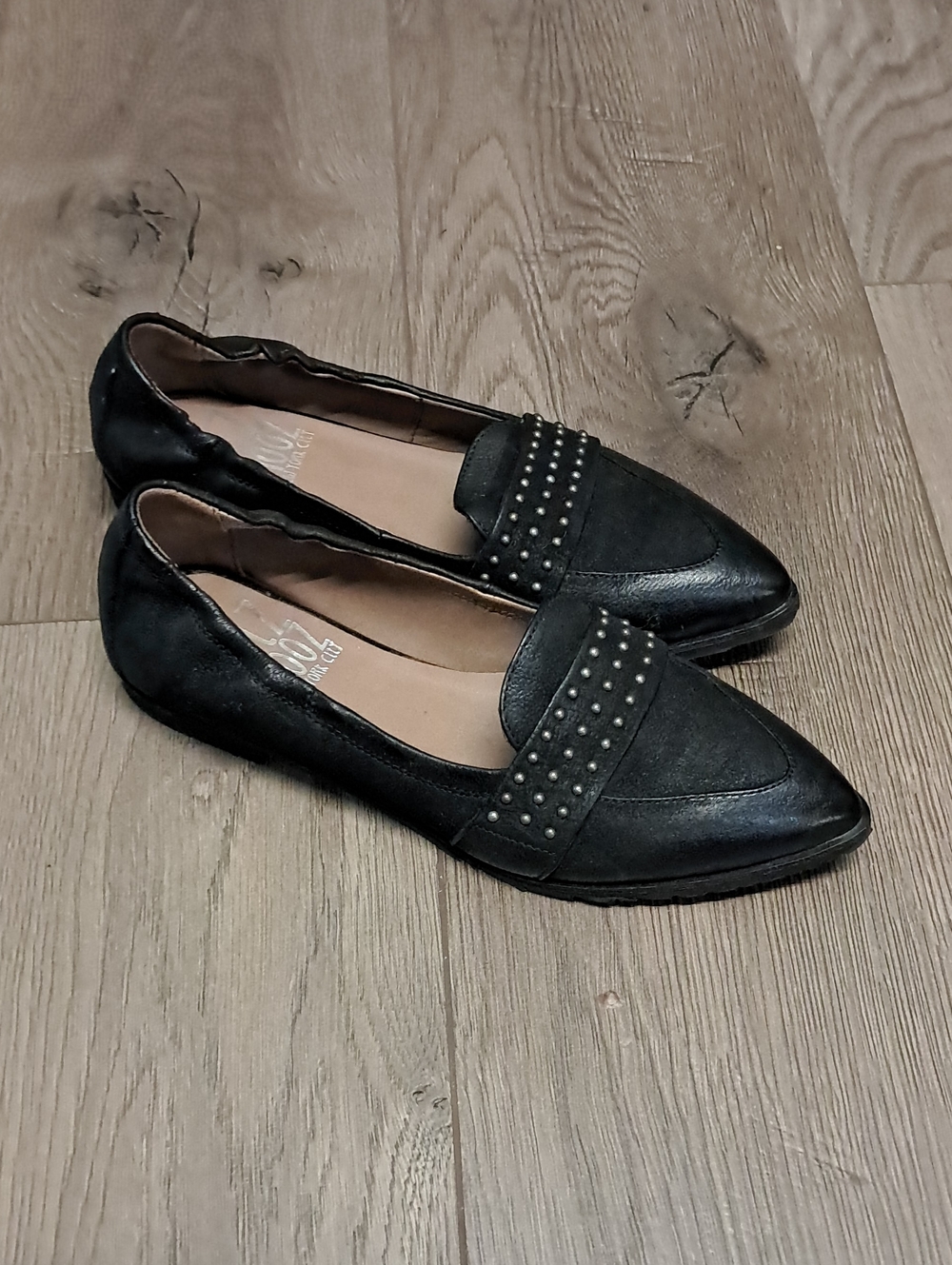 Miz Mooz NYC Black Studded Pointed Slip-On Flats